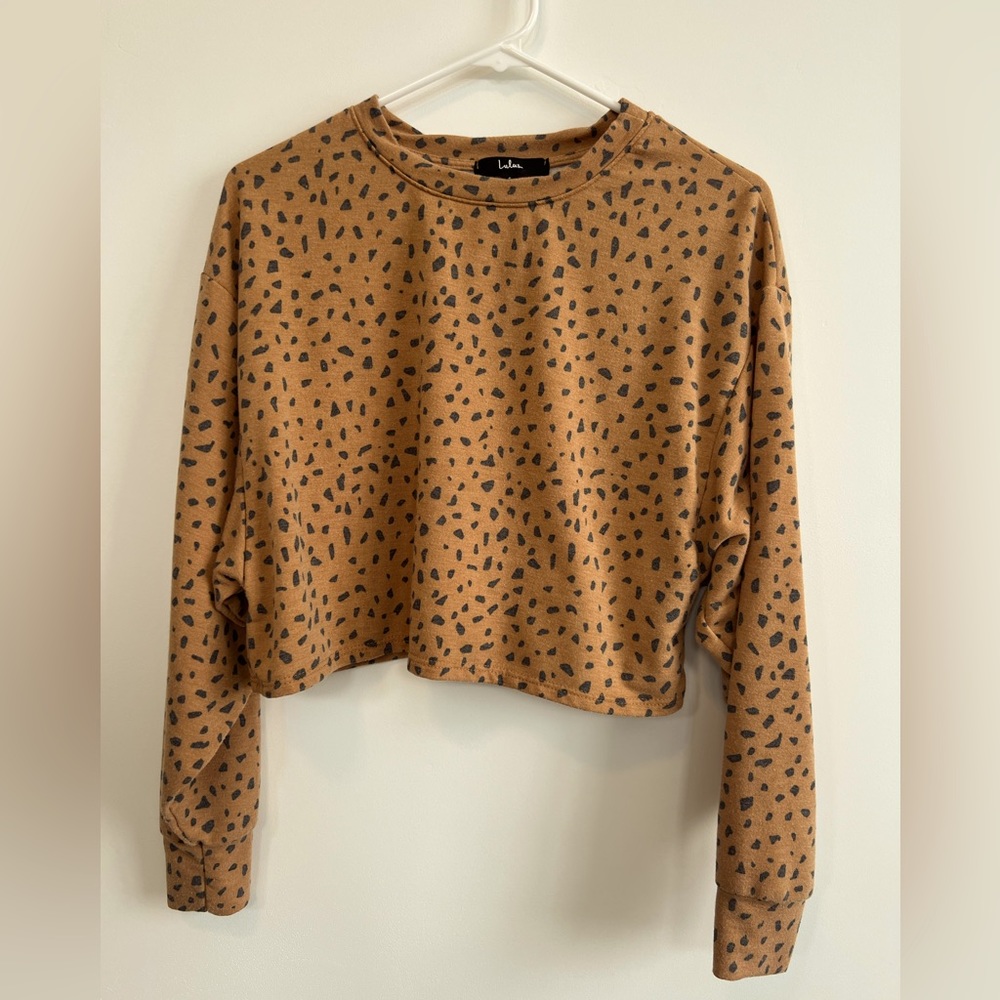 Lulus Cropped Printed Long Sleeve Tee